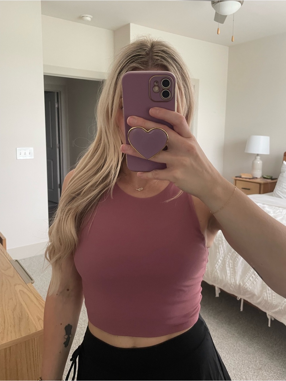Avia Mauve Pink Fitted Crop Tank